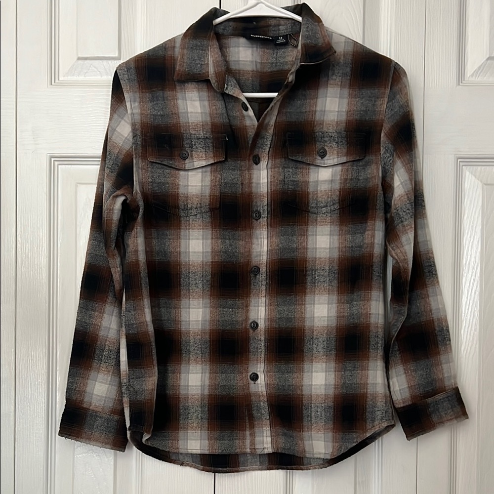 Burnside Brown and Black Plaid Shirt